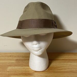 Vintage Indiana Jones Fedora Brim Hat Brown Tan Pinch Front Cotton USA